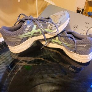 Asics Gray and Green Athletic Shoes